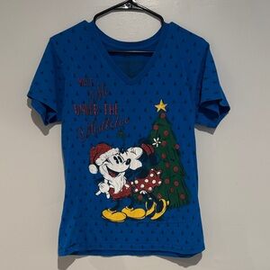 Disney Blue Mickey and Minnie Christmas Tee